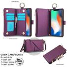 For iPhone X / XS Crossbody Ring Multifunctional Wallet Leather Phone Case(Dark Purple) - 2