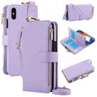 For iPhone X / XS Crossbody Ring Multifunctional Wallet Leather Phone Case(Purple) - 1