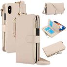 For iPhone XS Max Crossbody Ring Multifunctional Wallet Leather Phone Case(White) - 1