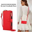 For iPhone 16 Pro Max Crossbody Ring Multifunctional Wallet Leather Phone Case(Red) - 2