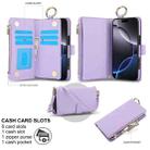 For iPhone 16 Pro Max Crossbody Ring Multifunctional Wallet Leather Phone Case(Purple) - 3