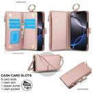 For iPhone 16 Pro Crossbody Ring Multifunctional Wallet Leather Phone Case(Rose Gold) - 3