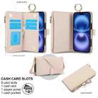 For iPhone 16 Plus Crossbody Ring Multifunctional Wallet Leather Phone Case(White) - 3