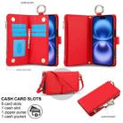 For iPhone 16 Plus Crossbody Ring Multifunctional Wallet Leather Phone Case(Red) - 3