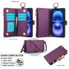 For iPhone 16 Crossbody Ring Multifunctional Wallet Leather Phone Case(Dark Purple) - 3