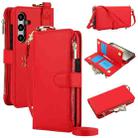 For Samsung Galaxy S24 5G Crossbody Ring Multifunctional Wallet Leather Phone Case(Red) - 1