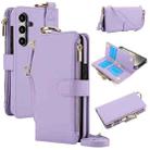 For Samsung Galaxy S24 5G Crossbody Ring Multifunctional Wallet Leather Phone Case(Purple) - 1
