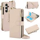 For Samsung Galaxy S24+ 5G Crossbody Ring Multifunctional Wallet Leather Phone Case(White) - 1