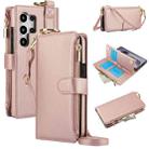 For Samsung Galaxy S24 Ultra 5G Crossbody Ring Multifunctional Wallet Leather Phone Case(Rose Gold) - 1