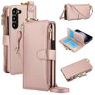 For Samsung Galaxy S23+ 5G Crossbody Ring Multifunctional Wallet Leather Phone Case(Rose Gold) - 1