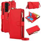 For Samsung Galaxy S22 5G Crossbody Ring Multifunctional Wallet Leather Phone Case(Red) - 1