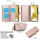 For Samsung Galaxy S22 5G Crossbody Ring Multifunctional Wallet Leather Phone Case(Rose Gold) - 2
