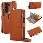 For Samsung Galaxy S22 5G Crossbody Ring Multifunctional Wallet Leather Phone Case(Brown) - 1