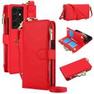 For Samsung Galaxy S21 Ultra 5G Crossbody Ring Multifunctional Wallet Leather Phone Case(Red) - 1
