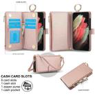 For Samsung Galaxy S21 Ultra 5G Crossbody Ring Multifunctional Wallet Leather Phone Case(Rose Gold) - 2