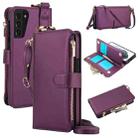 For Samsung Galaxy S21 5G Crossbody Ring Multifunctional Wallet Leather Phone Case(Dark Purple) - 1