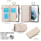 For Samsung Galaxy S21+ 5G Crossbody Ring Multifunctional Wallet Leather Phone Case(White) - 2