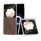 For Honor Magic V Flip Three Parts PU Leather Frosted Transparent Edge Phone Case(Coffee) - 1