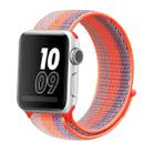 For Apple Watch Series 7 41mm / 6 & SE & 5 & 4 40mm / 3 & 2 & 1 38mm Nylon Loop Watch Band(Striped Rrange Red) - 1