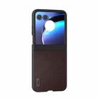 For Motorola Razr 50 ABEEL Genuine Leather Elegant Frosted Phone Case(Coffee) - 1