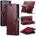 For Samsung Galaxy Z Fold6 5G CaseMe 003 Crazy Horse Texture Flip Leather Phone Case(Wine Red) - 1