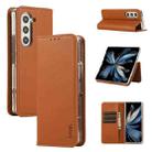 For Samsung Galaxy Z Fold5 ABEEL RFID Magnetic Flip Leather Phone Case(Brown) - 1