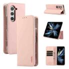 For Samsung Galaxy Z Fold5 ABEEL RFID Magnetic Flip Leather Phone Case(Pink) - 1