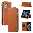 For Samsung Galaxy Z Fold6 ABEEL RFID Magnetic Flip Leather Phone Case(Brown) - 1