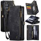 For Samsung Galaxy Z Fold6 5G CaseMe 008 Multifunctional Zipper Wallet Leather Phone Case with Lanyard(Black) - 1