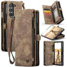 For Samsung Galaxy Z Fold6 5G CaseMe 008 Multifunctional Zipper Wallet Leather Phone Case with Lanyard(Brown) - 1