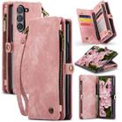 For Samsung Galaxy Z Fold6 5G CaseMe 008 Multifunctional Zipper Wallet Leather Phone Case with Lanyard(Pink) - 1