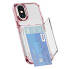 For iPhone XS / X Card Holder Acrylic Hybrid TPU Phone Case(Transparent Pink) - 1