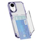 For iPhone XR Card Holder Acrylic Hybrid TPU Phone Case(Transparent Purple) - 1