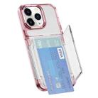 For iPhone 11 Pro Card Holder Acrylic Hybrid TPU Phone Case(Transparent Pink) - 1