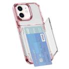 For iPhone 12 Card Holder Acrylic Hybrid TPU Phone Case(Transparent Pink) - 1