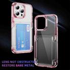 For iPhone 12 Card Holder Acrylic Hybrid TPU Phone Case(Transparent Pink) - 2