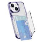 For iPhone 13 Card Holder Acrylic Hybrid TPU Phone Case(Transparent Purple) - 1