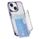 For iPhone 14 Card Holder Acrylic Hybrid TPU Phone Case(Transparent Purple) - 1