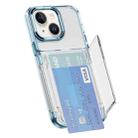 For iPhone 14 Plus Card Holder Acrylic Hybrid TPU Phone Case(Transparent Blue) - 1