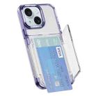 For iPhone 15 Plus Card Holder Acrylic Hybrid TPU Phone Case(Transparent Purple) - 1