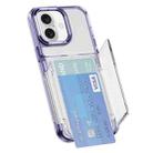 For iPhone 16 Card Holder Acrylic Hybrid TPU Phone Case(Transparent Purple) - 1