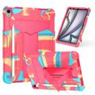 For iPad Air 11 2025 /  2024 T Holder Robot Silicone Hybrid PC Tablet Case(Camouflage Rose Red) - 1