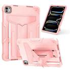 For iPad Pro 11 2024 T Holder Robot Silicone Hybrid PC Tablet Case(Rose Gold) - 1