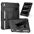 For iPad Pro 11 2024 T Holder Robot Silicone Hybrid PC Tablet Case(Black) - 1