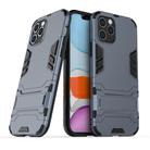 For iPhone 12 / 12 Pro PC + TPU Shockproof Protective Case with Invisible Holder(Navy Blue) - 1