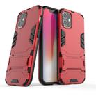 For iPhone 12 mini PC + TPU Shockproof Protective Case with Invisible Holder(Red) - 1