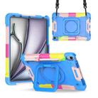 For iPad Air 11 2024 Handle Grip Holder Silicone Hybrid PC Tablet Case with Strap(Camouflage Blue) - 1