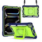 For iPad Pro 11 2024 Handle Grip Holder Silicone Hybrid PC Tablet Case with Strap(Navy Yellow Green) - 1