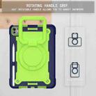 For iPad Pro 11 2024 Handle Grip Holder Silicone Hybrid PC Tablet Case with Strap(Navy Yellow Green) - 2