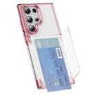For Samsung Galaxy S22 Ultra 5G Card Holder Acrylic Hybrid TPU Phone Case(Transparent Pink) - 1
